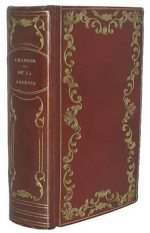 Pierre Charron - De la sagesse trois livres - Elzevier 1656 (stupenda legatura in marocchino rosso) Pierre Charron - De la sagesse trois livres - Elzevier 1656 (stupenda legatura in marocchino rosso)
