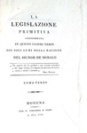 Louis Gabriel de Bonald - La legislazione primitiva - Modena 1818 (rara prima edizione italiana) Louis Gabriel de Bonald - La legislazione primitiva - Modena 1818 (rara prima edizione italiana)