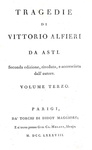 Alfieri - Tragedie - Parigi, Didot 1787/89 (edizione in parte originale - volume di scarto presente) Alfieri - Tragedie - Parigi, Didot 1787/89 (edizione in parte originale - volume di scarto presente)