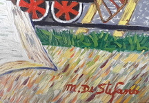 Michele De Stefano - Un treno di cultura - anni Duemila (olio su tavola - esposto e con autentica) Michele De Stefano - Un treno di cultura - anni Duemila (olio su tavola - esposto e con autentica)