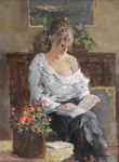 Aldo Parmigiani - Lettura - 1995 (olio su tavola lignea con autentica) Aldo Parmigiani - Lettura - 1995 (olio su tavola lignea con autentica)