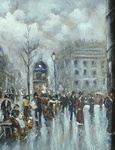 Pietro Scoppetta - Piazza a Parigi. L'edicola e la lettura del giornale - 1897/1903 (olio su tavola) Pietro Scoppetta - Piazza a Parigi. L'edicola e la lettura del giornale - 1897/1903 (olio su tavola)