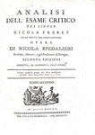 Nicola Spedalieri - Analisi sulle prove del Cristianesimo - In Assisi 1791 (seconda edizione)