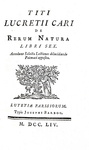 Lucretius - De rerum natura libri sex - Paris, typis Barbou 1754 (con numerose incisioni in rame) Lucretius - De rerum natura libri sex - Paris, typis Barbou 1754 (con numerose incisioni in rame)
