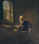 Justus Juncker - A Scholar Sitting at his Desk - inizi del XX secolo (olio su tavola) Justus Juncker - A Scholar Sitting at his Desk - inizi del XX secolo (olio su tavola)
