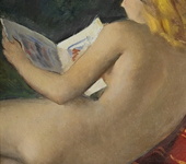 Silvio Consadori - La lettura - 1936 (olio su masonite - firmato e datato) Silvio Consadori - La lettura - 1936 (olio su masonite - firmato e datato)