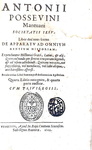 Sul metodo storico: Antonio Possevino - De apparatu ad omnium gentium historiam - Venetiis 1602 Sul metodo storico: Antonio Possevino - De apparatu ad omnium gentium historiam - Venetiis 1602
