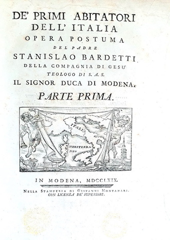 Bardetti - De' primi abitatori dell'Italia & Della lingua degli stessi - 1769/72 (prime edizioni) Bardetti - De' primi abitatori dell'Italia & Della lingua degli stessi - 1769/72 (prime edizioni)