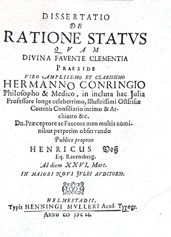Miscellanea di sei opere seicentesche sul diritto pubblico imperiale - Jena e Helmstadt 1651/1665 Miscellanea di sei opere seicentesche sul diritto pubblico imperiale - Jena e Helmstadt 1651/1665