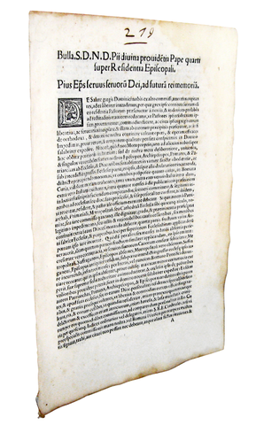 Bolla di Pio IV che disciplina le residenze episcopali - Roma, Blado 1562 Bolla di Pio IV che disciplina le residenze episcopali - Roma, Blado 1562