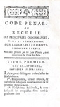 La codificazione nel Settecento: Code penal ou recueil des ordonnances - A Paris 1755