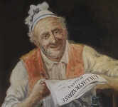 Vincenzo Caprile - Vecchio popolano legge l'Illustrazione italiana - 1880 circa (olio su tela) Vincenzo Caprile - Vecchio popolano legge l'Illustrazione italiana - 1880 circa (olio su tela)