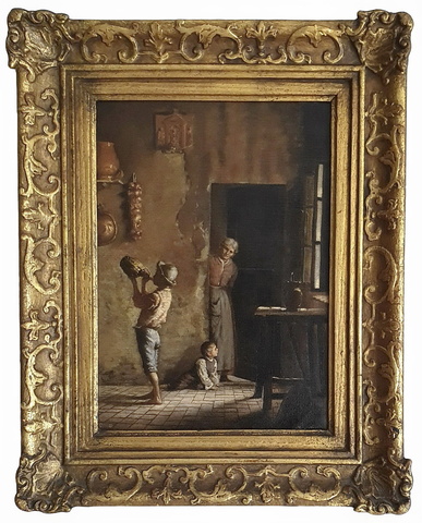 Elena Nobili - "Ti osservo" - Seconda met� dell'Ottocento (olio su prima tela) Elena Nobili - "Ti osservo" - Seconda met� dell'Ottocento (olio su prima tela)