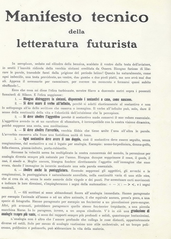 Marinetti - Manifesto tecnico della letteratura futurista - Milano 1912 (ricercata prima edizione) Marinetti - Manifesto tecnico della letteratura futurista - Milano 1912 (ricercata prima edizione)