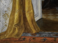 Franz Russ il Giovane - Dame mit buch - 1871 (olio su tela - splendida cornice di met� Ottocento)