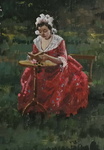 Fabio Cipolla - Ore liete in giardino - fine XIX / inizi XX secolo (circa 1895/1905) olio su tavola Fabio Cipolla - Ore liete in giardino - fine XIX / inizi XX secolo (circa 1895/1905) olio su tavola