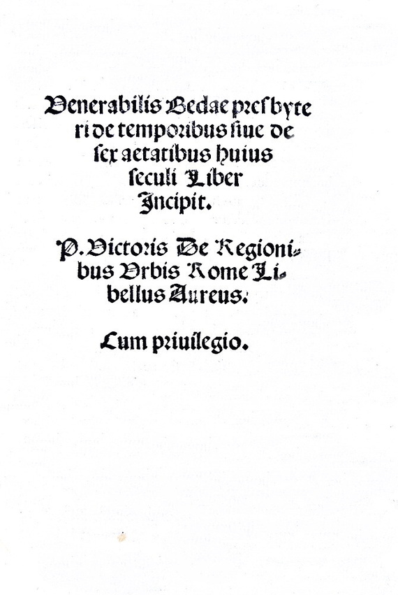 Beda il Venerabile - De temporibus sive de sex aetatibus huius seculi liber - Beda il Venerabile - De temporibus sive de sex aetatibus huius seculi liber -
