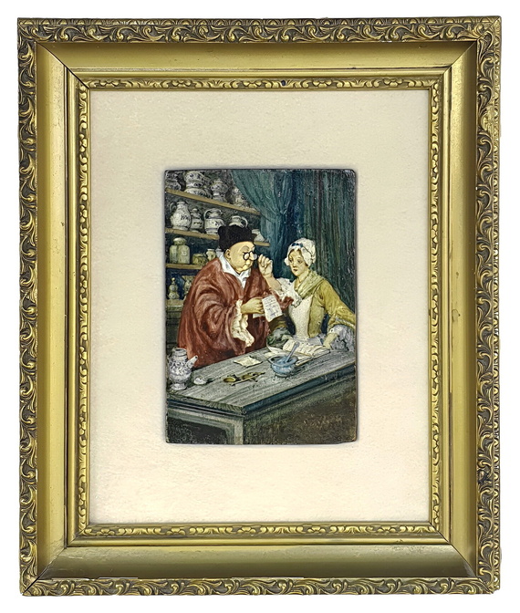 La bottega dello speziale - fine del XIX secolo - (olio su tavola di legno) La bottega dello speziale - fine del XIX secolo - (olio su tavola di legno)