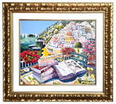 Athos Faccincani - La bellezza di Positano e il racconto dei libri antichi - 2022 (olio su tela) Athos Faccincani - La bellezza di Positano e il racconto dei libri antichi - 2022 (olio su tela)