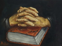 Bollart (Arturo Bollati) - Mani sulla bibbia - 1972 (olio su tela - con autentica) Bollart (Arturo Bollati) - Mani sulla bibbia - 1972 (olio su tela - con autentica)
