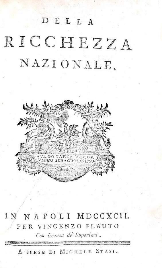 L'iIluminismo in Italia: Giuseppe Palmieri - Della ricchezza nazionale - 1792 (rara prima edizione) L'iIluminismo in Italia: Giuseppe Palmieri - Della ricchezza nazionale - 1792 (rara prima edizione)