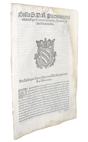 Bolla di Pio V sugli assassini e i rivoltosi - Roma, Blado 1566 Bolla di Pio V sugli assassini e i rivoltosi - Roma, Blado 1566