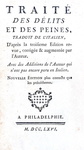 Un grande classico dell'Illumismo italiano: Cesare Beccaria - Trait� des delits et peines - 1766