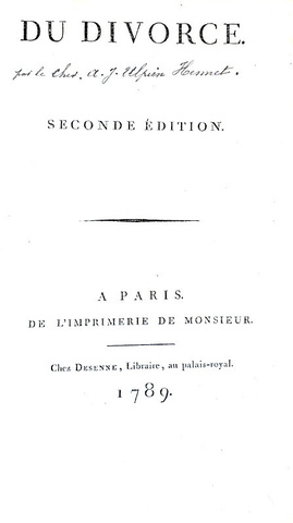 Albert Joseph Ulpien Hennet - Du divorce - A Paris, Desenne 1789 (rara seconda edizione) Albert Joseph Ulpien Hennet - Du divorce - A Paris, Desenne 1789 (rara seconda edizione)