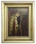 Carlo Spitzweg (after) - Der B�cherwurm (Il topo da biblioteca) - fine XIX secolo (olio su tavola)
