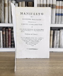 Conte di Cagliostro - Manifesto o sue difese contro il di lui processo - 1790 (edizione rarissima) Conte di Cagliostro - Manifesto o sue difese contro il di lui processo - 1790 (edizione rarissima)