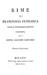 Le Rime di Petrarca con l'interpretazione di Giacomo Leopardi - Milano 1826 (rara prima edizione) Le Rime di Petrarca con l'interpretazione di Giacomo Leopardi - Milano 1826 (rara prima edizione)