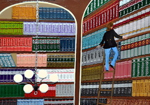 Heinz Sedlick - In der bibliothek - 1994 (acrilico su tavola) Heinz Sedlick - In der bibliothek - 1994 (acrilico su tavola)