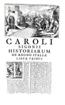 L'opera del grande storiografo modenese Carlo Sigonio: Opera omnia - Milano 1732-37 (sette volumi)