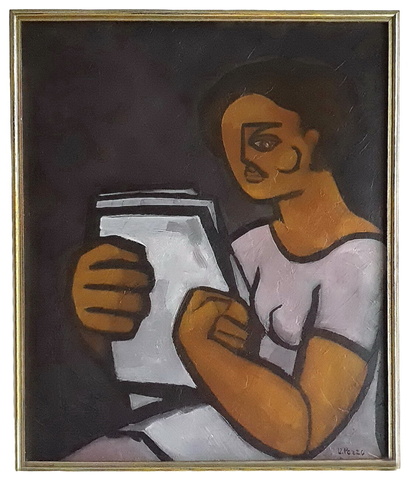 Tra futurismo e cubismo a Torino: Ugo Pozzo - Donna che legge - circa 1955/65 (olio su tela) Tra futurismo e cubismo a Torino: Ugo Pozzo - Donna che legge - circa 1955/65 (olio su tela)