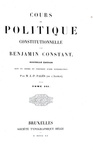 Storia delle costituzioni: Benjamin Constant - Cours de politique constitutionelle - Bruxelles 1851