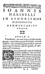La medicina antica: Hippocrates - Aphorismi Nicolao Leoniceno vicentino interprete - Venezia 1583 La medicina antica: Hippocrates - Aphorismi Nicolao Leoniceno vicentino interprete - Venezia 1583