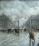 Pietro Scoppetta - Piazza a Parigi. L'edicola e la lettura del giornale - 1897/1903 (olio su tavola) Pietro Scoppetta - Piazza a Parigi. L'edicola e la lettura del giornale - 1897/1903 (olio su tavola)