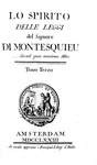 Montesquieu - Lo spirito delle leggi - Amsterdam 1773 (rara prima edizione italiana integrale)