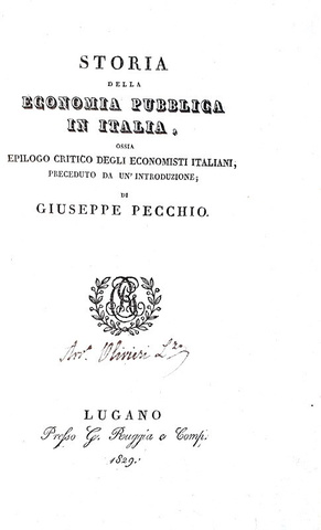 Giuseppe Pecchio - Storia della economia pubblica in Italia - Lugano, Ruggia 1829 (prima edizione) Giuseppe Pecchio - Storia della economia pubblica in Italia - Lugano, Ruggia 1829 (prima edizione)