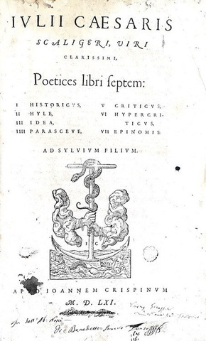 Un grande umanista: Julius Caesar Scaliger - Poetices libri septem - Geneve 1561 (prima edizione) Un grande umanista: Julius Caesar Scaliger - Poetices libri septem - Geneve 1561 (prima edizione)
