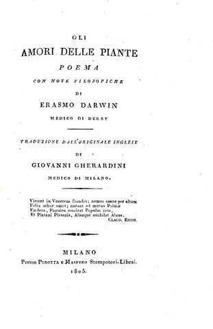 Erasmus Darwin - Gli amori delle piante - 1805 (prima edizione italiana - parzialmente intonso) Erasmus Darwin - Gli amori delle piante - 1805 (prima edizione italiana - parzialmente intonso)