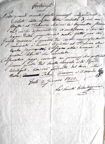 Avviso dei liberali agli abitanti di Ancona e Forlì (1832) Avviso dei liberali agli abitanti di Ancona e Forlì (1832)