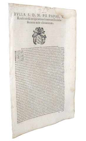Bolla di Pio V sulla gestione della Fabbrica di San Pietro - Roma, Blado 1571 Bolla di Pio V sulla gestione della Fabbrica di San Pietro - Roma, Blado 1571