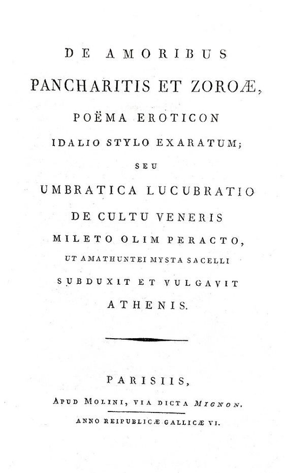 Philippe Petit-Radel - De amoribus Pancharitis et Zoroae poema eroticon - 1797 (rara prima edizione) Philippe Petit-Radel - De amoribus Pancharitis et Zoroae poema eroticon - 1797 (rara prima edizione)