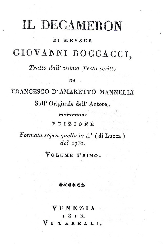 Giovanni Boccaccio - Il Decameron - Venezia, Vitarelli 1813 (con 4 belle tavole - ottima legatura) Giovanni Boccaccio - Il Decameron - Venezia, Vitarelli 1813 (con 4 belle tavole - ottima legatura)