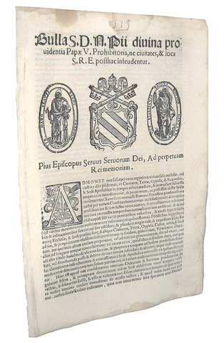 Bolla di Pio V sui feudi e le municipalit� - Roma, Blado 1567 Bolla di Pio V sui feudi e le municipalit� - Roma, Blado 1567