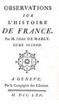 Mably - Observations sur l'histoire de France - A Geneve 1765 Mably - Observations sur l'histoire de France - A Geneve 1765