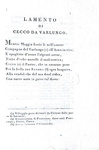 Una rara edizioncina bodoniana: Baldovini - Il lamento di Cecco da Varlungo - Parma, Bodoni 1800 Una rara edizioncina bodoniana: Baldovini - Il lamento di Cecco da Varlungo - Parma, Bodoni 1800