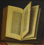 Natura morta con libro antico e manoscritto - met� del XVIII secolo (olio su tela) Natura morta con libro antico e manoscritto - met� del XVIII secolo (olio su tela)