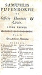 Giusnaturalismo: Samuel Pufendorf - De officio hominis et civis secundum legem naturalem - 1728 Giusnaturalismo: Samuel Pufendorf - De officio hominis et civis secundum legem naturalem - 1728